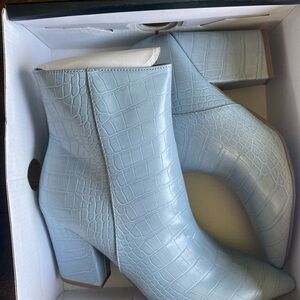 Nine West Blue Ankle Booties with Croc Texture